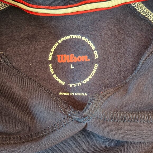WILSON Kids' Classic Colorblock Fleece Hoodie Sz: L Navy/Red/White - Picture 10 of 12